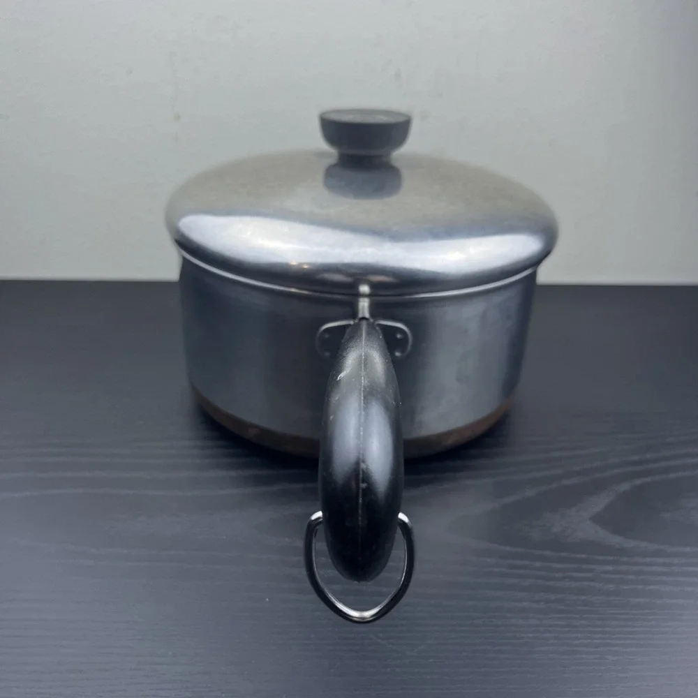 VTG Revere Ware 2 Qt Low Profile Sauce Pan w/Lid 1801 Copper Bottom USA